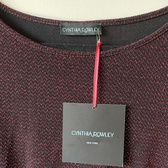 NWT CYNTHIA ROWLEY / LONG SLEEVE METALLIC DRESS - Picture 4 of 6